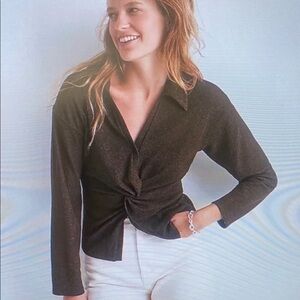 Elegant Black Twist-Front Women's Top